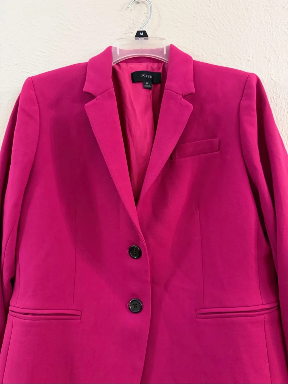J Crew fushcia double button lined blazer